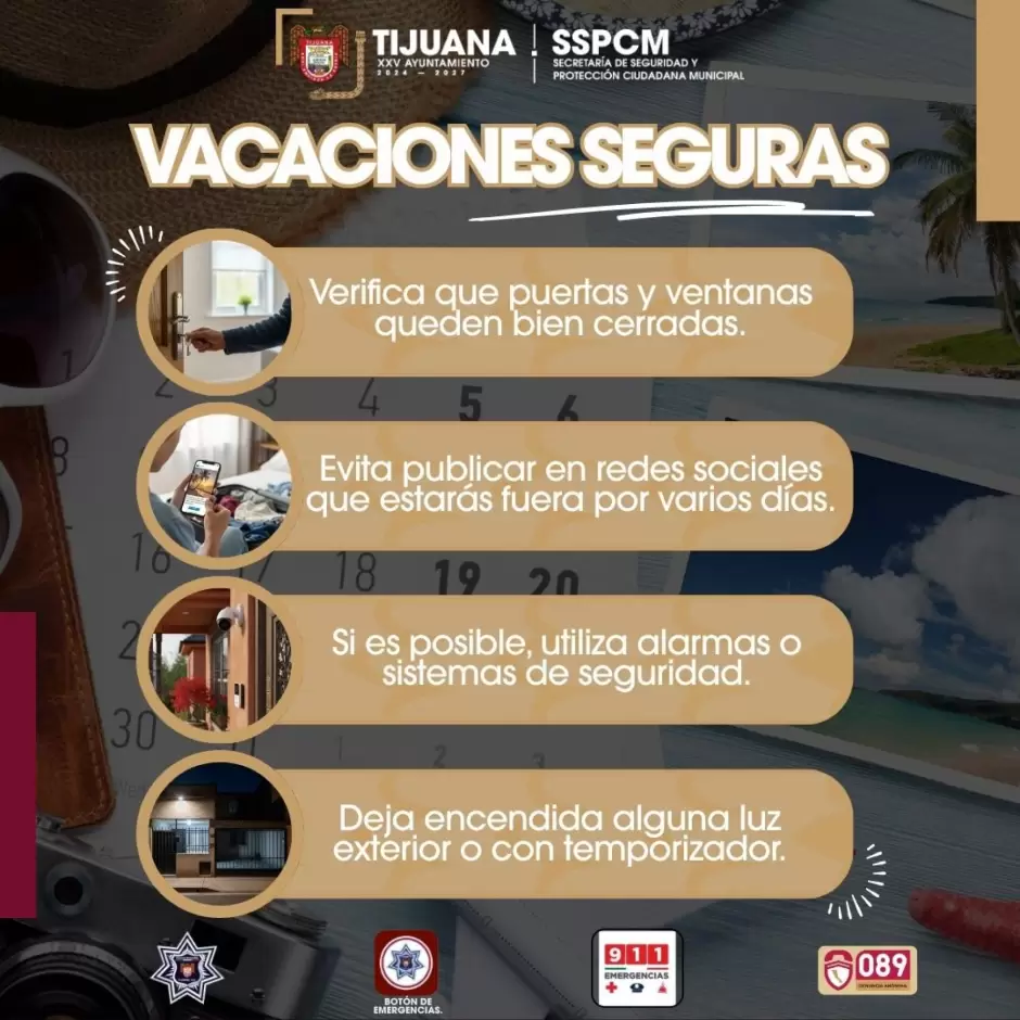 SSPCM emite recomendaciones para prevenir robos a vivienda durante Semana Santa en Tijuana