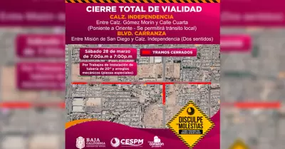 Cierre total de vialidades CESPM