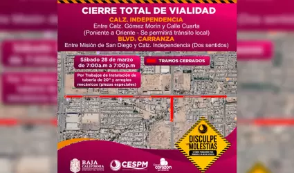 Cierre total de vialidades CESPM