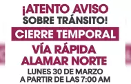 Anuncia XXV Ayuntamiento de Tijuana suspensi�n temporal de un tramo de la V�a R�pida Alamar Norte por obra pluvial