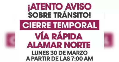 Suspensi�n temporal de un tramo de la V�a R�pida Alamar Norte por obra pluvial