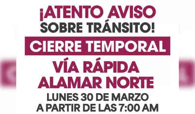 Suspensi�n temporal de un tramo de la V�a R�pida Alamar Norte por obra pluvial