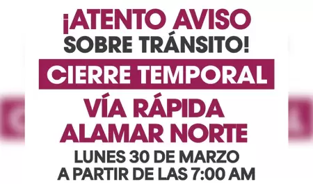 Suspensi�n temporal de un tramo de la V�a R�pida Alamar Norte por obra pluvial