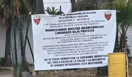Se manifiestan por segundo d�a consecutivo trabajadores de Pemex Rosarito; exige
