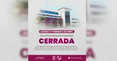 Oficinas del Gobierno de Ensenada permanecer�n cerradas el jueves 2 y viernes 3 