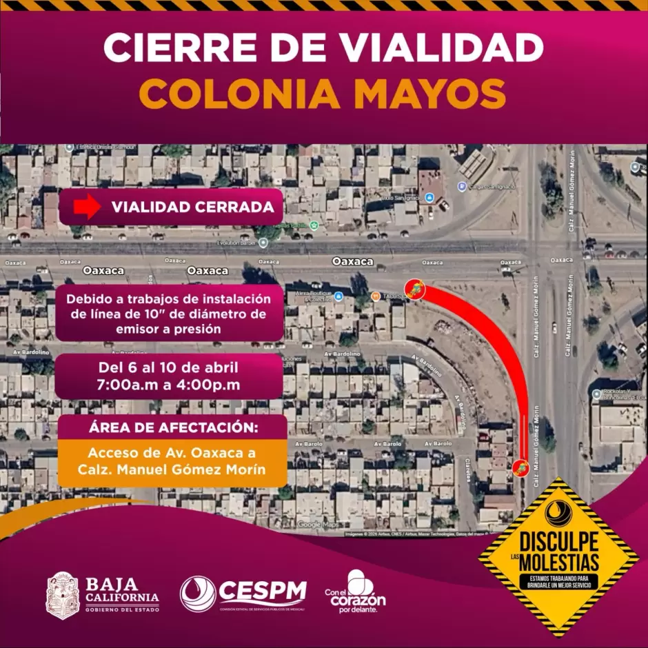 Cierres viales en Mexicali por obras hidr�ulicas