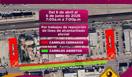 Cierres viales en Mexicali por obras hidr�ulicas