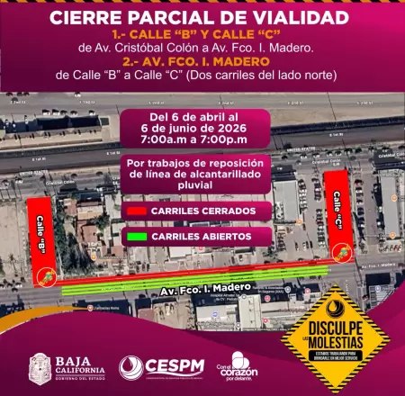 Cierres viales en Mexicali por obras hidr�ulicas