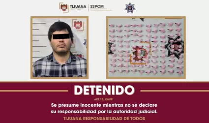 Detiene Polic�a Municipal a sujeto por delitos contra la salud en la Zona Centro