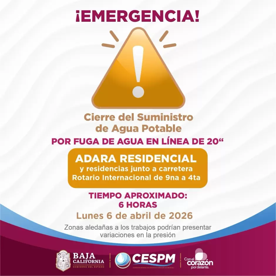 Cierre temporal por trabajos de reparación