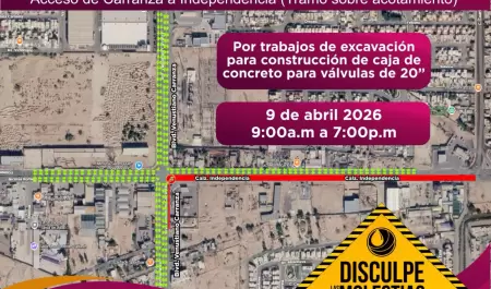 Cortes de agua y cierre vial en Mexicali por trabajos de infraestructura
