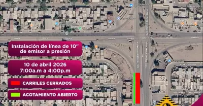 Cierres parciales por obras sanitarias en colonias de Mexicali