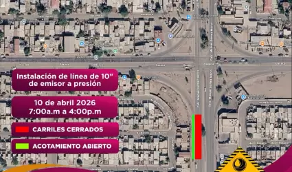 Cierres parciales por obras sanitarias en colonias de Mexicali