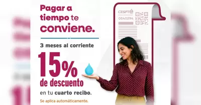 Cespt aplica descuento autom�tico de 15 por ciento a usuarios cumplidos en su re