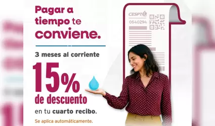 Cespt aplica descuento autom�tico de 15 por ciento a usuarios cumplidos en su re