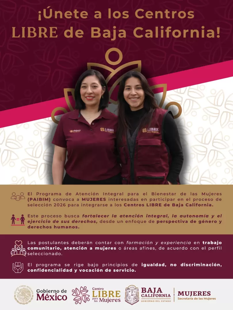 Convoca PAIBIM a mujeres a integrarse a los Centros Libre en Baja California