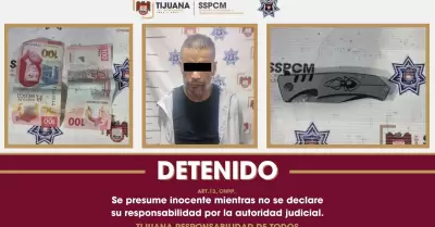 Detienen a hombre por robo con violencia a cafeter�a en Tijuana