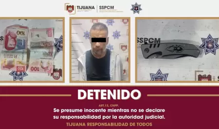 Detienen a hombre por robo con violencia a cafeter�a en Tijuana