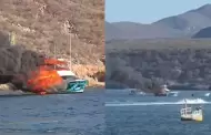 Investigan incendio de yate frente a Topolobampo, Sinaloa