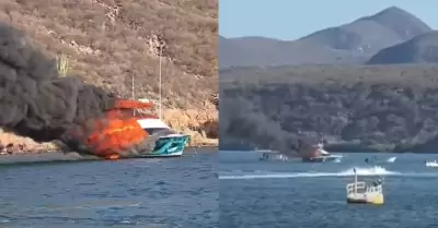 Incendio de yate en Topolobampo