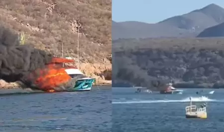 Incendio de yate en Topolobampo