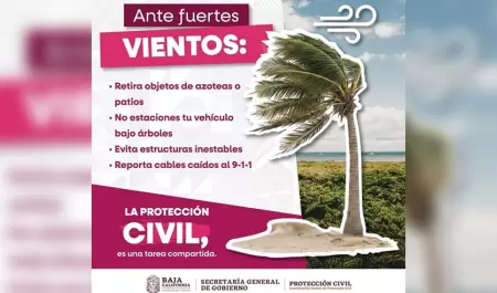 Pronostican fuertes vientos en Baja California por frente fr�o 45