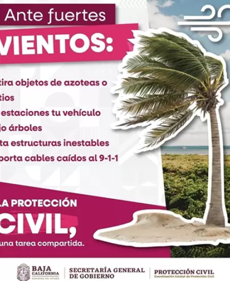 Pronostican fuertes vientos en Baja California por frente fr�o 45