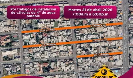 Suspensi�n temporal del servicio de agua en distintas colonias de Mexicali y el 