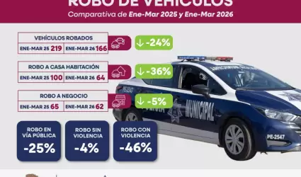 Reducen los robos en v�a p�blica