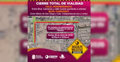 Cierre temporal de vialidades