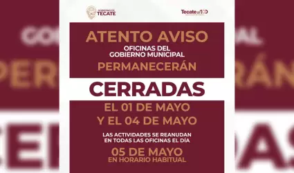 Ayuntamiento de Tecate suspender� labores