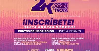 M�s de mil 800 personas inscritas en la carrera recreativa 2K