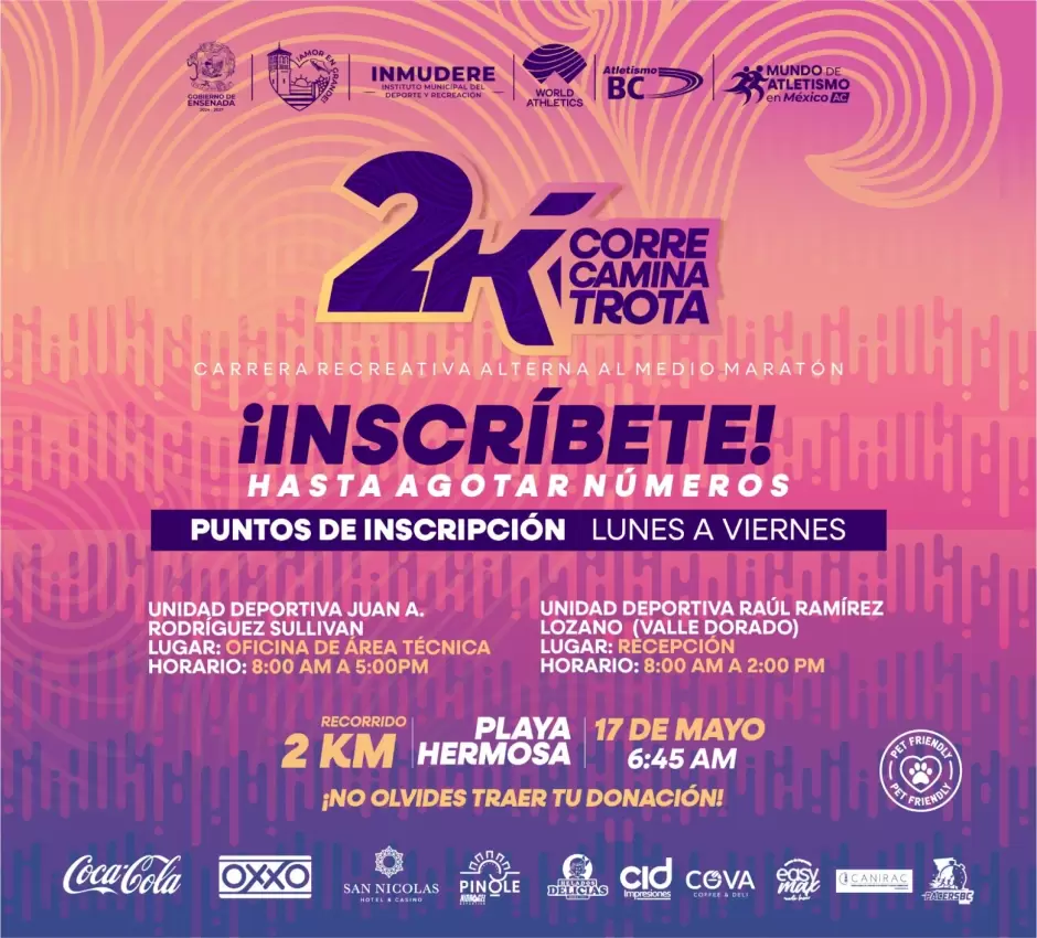 M�s de mil 800 personas inscritas en la carrera recreativa 2K