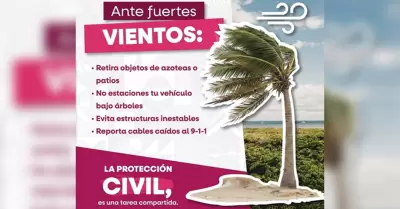 Presencia de vientos fuertes y lluvias dispersas en la entidad