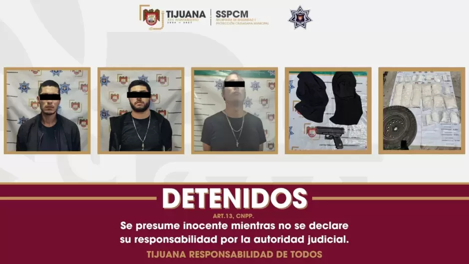 Detienen en Tijuana a tres por robo de veh�culo y posesi�n de 38 kilos de cristal