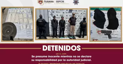 Detienen en Tijuana a tres por robo de veh�culo y posesi�n de 38 kilos de crista