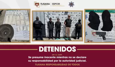 Detienen en Tijuana a tres por robo de veh�culo y posesi�n de 38 kilos de crista