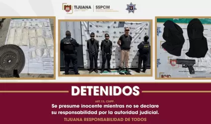 Detienen en Tijuana a tres por robo de veh�culo y posesi�n de 38 kilos de crista