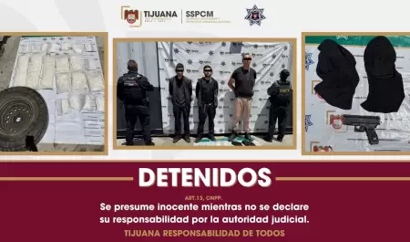 Detienen en Tijuana a tres por robo de veh�culo y posesi�n de 38 kilos de crista