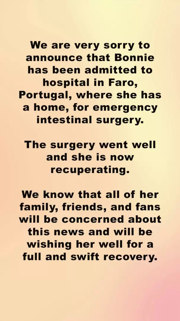Bonnie Tyler, int�rprete de "Total Eclipse of the Heart", es hospitalizada de emergencia