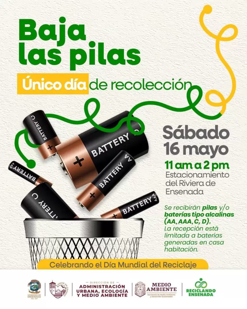 Jornada de acopio de baterías alcalinas por Día Mundial del Reciclaje