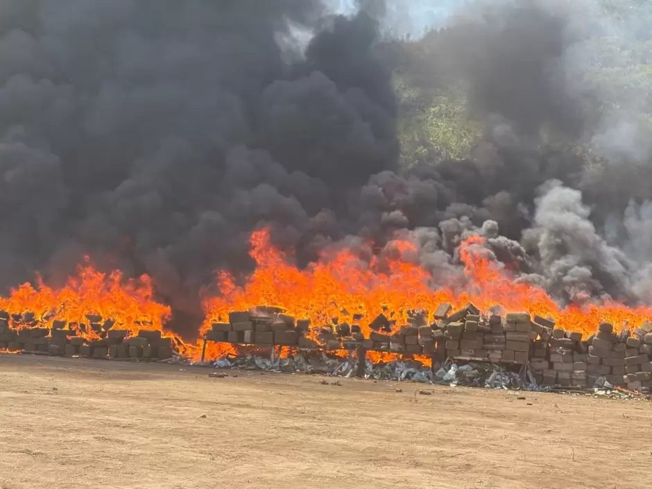 Incineran 12 toneladas de marihuana aseguradas en Ensenada