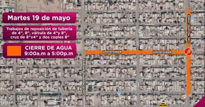 Cierre de agua y vialidad en Conjunto Urbano Universitario