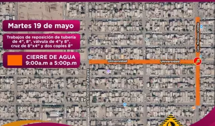 Cierre de agua y vialidad en Conjunto Urbano Universitario