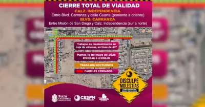 CESPM realizar� cierres viales temporales por trabajos de mantenimiento en Mexic