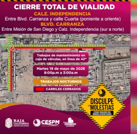 CESPM realizar� cierres viales temporales por trabajos de mantenimiento en Mexic