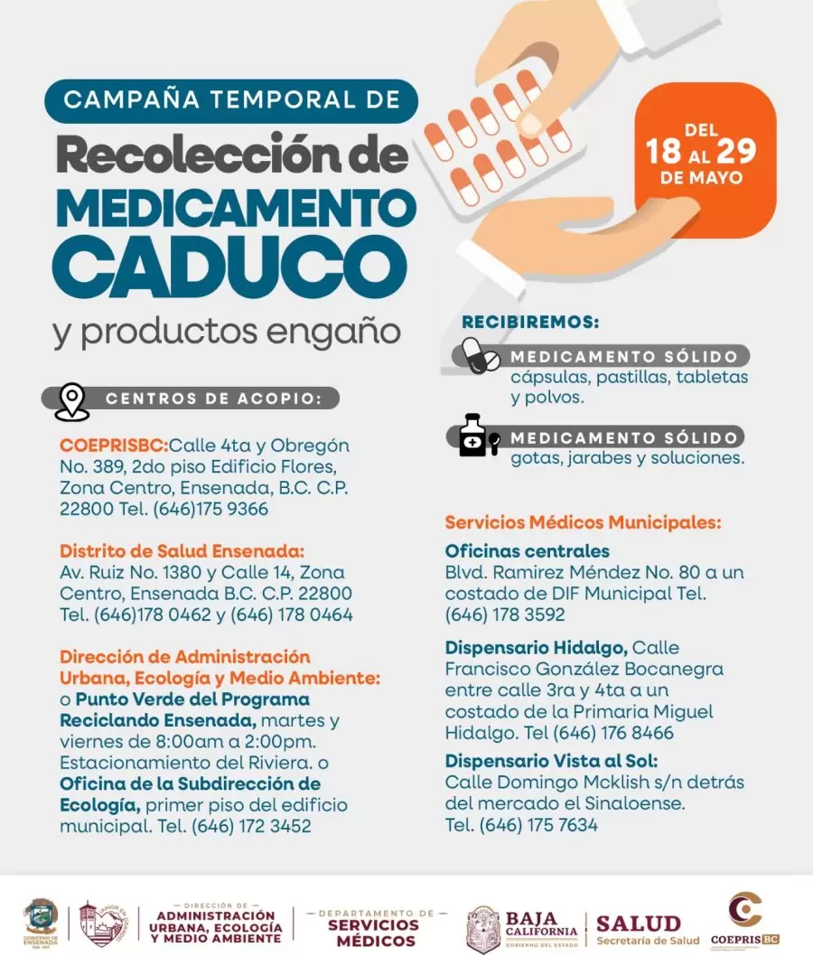 Campaña temporal para recolectar medicamentos caducos y productos engaño