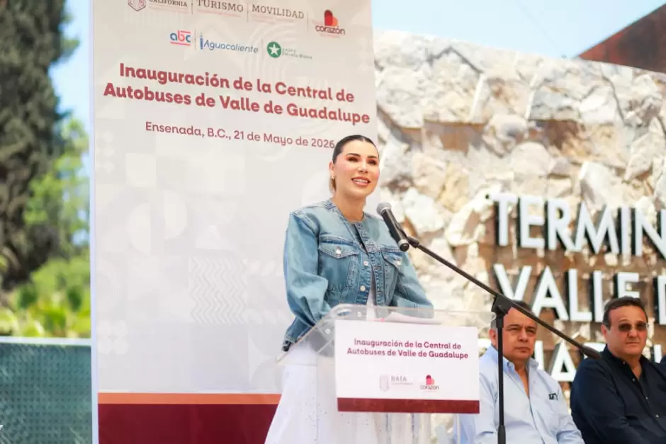 Inaugura gobernadora Marina del Pilar Central de Autobuses del Valle de Guadalupe