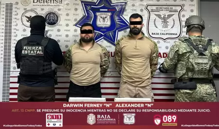 Detienen en Mexicali a dos colombianos armados y con veh�culos robados en EE.UU.