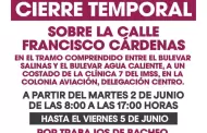 Anuncian cierres parciales en la colonia Aviaci�n por obras de bacheo y reencarpetado